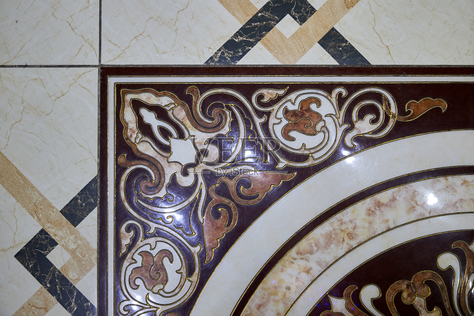 地板上装饰瓷砖的纹理照片摄影图片