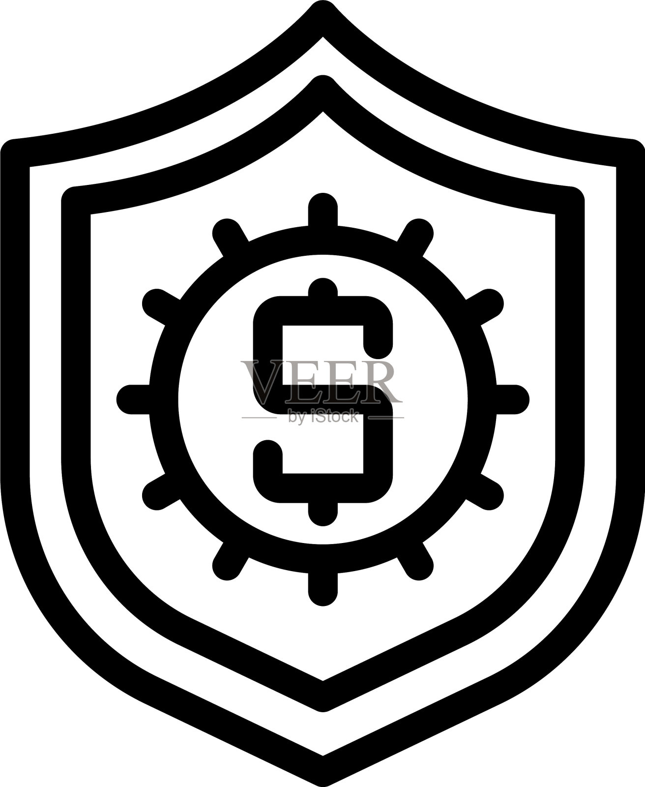 受保护的金钱图标轮廓风格插画图片素材