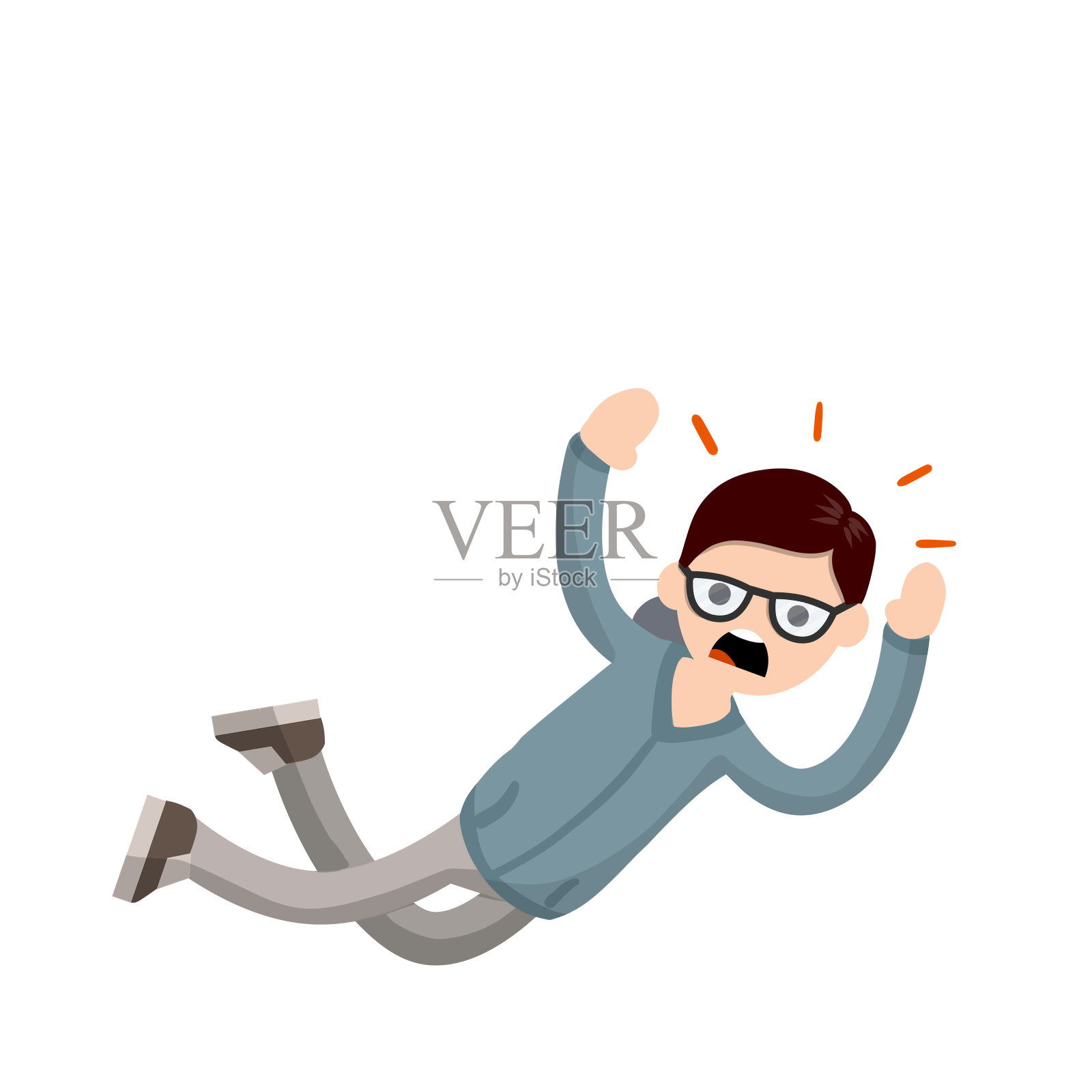 尖叫的男人从高处坠落。卡通平面插图插画图片素材