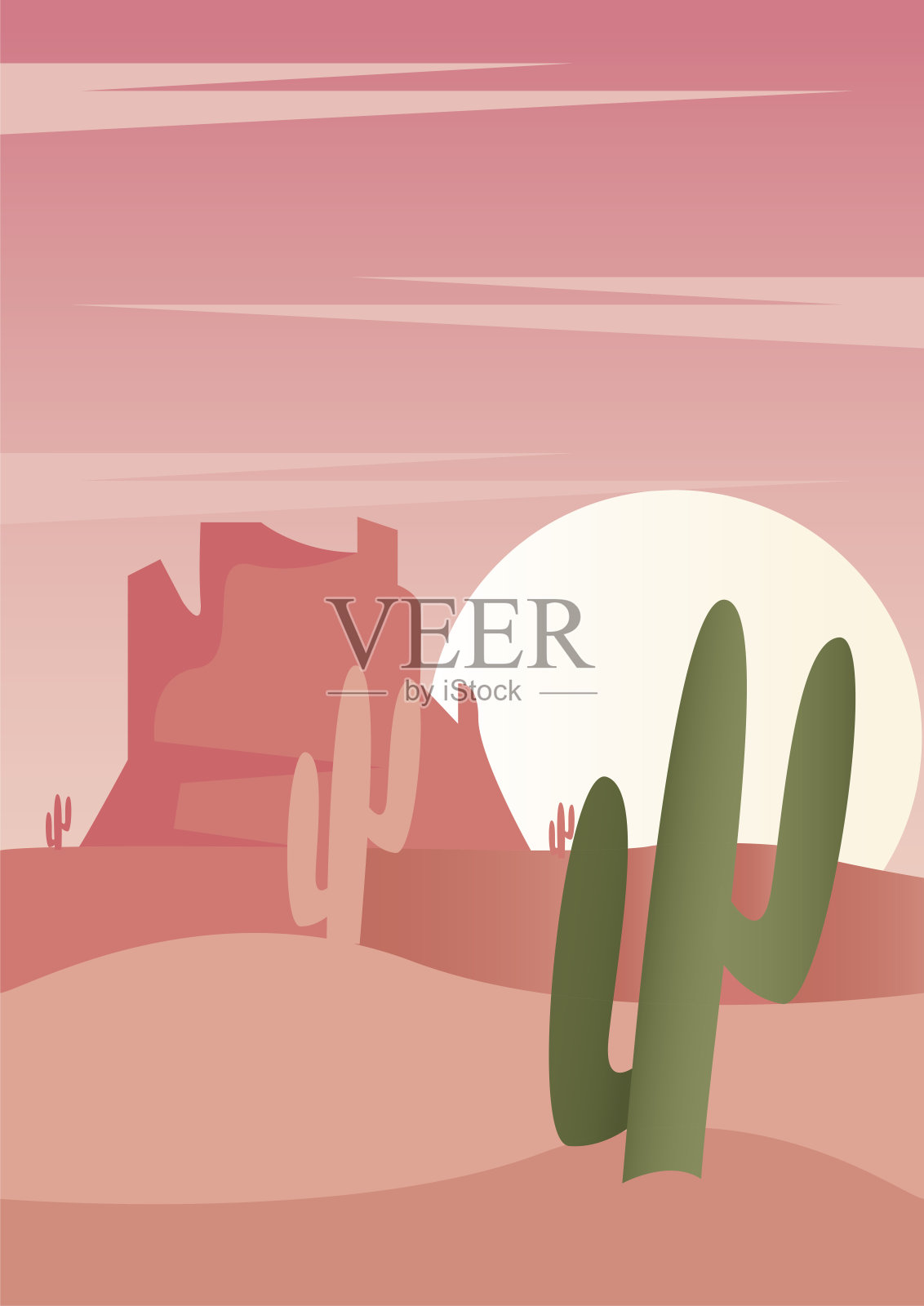 干沙漠探险旅游景观场景插画图片素材