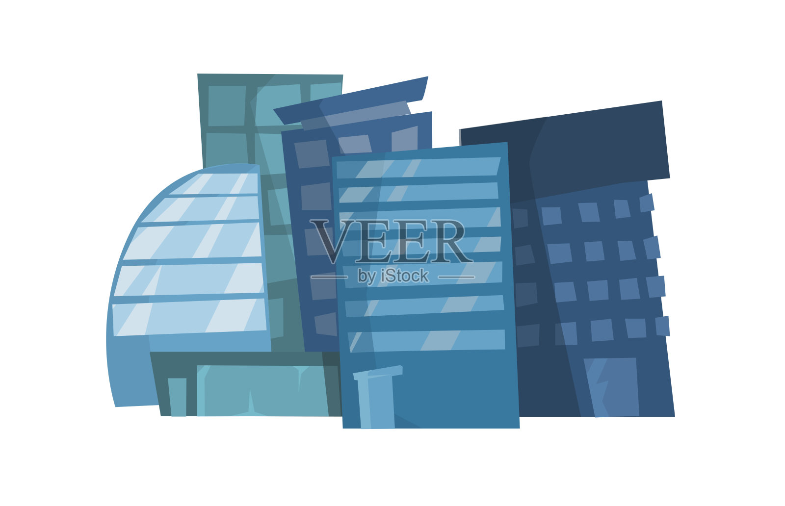 大型现代建筑。商务中心建筑。城市的城市风光。现代扁平商业办公大楼。插画图片素材