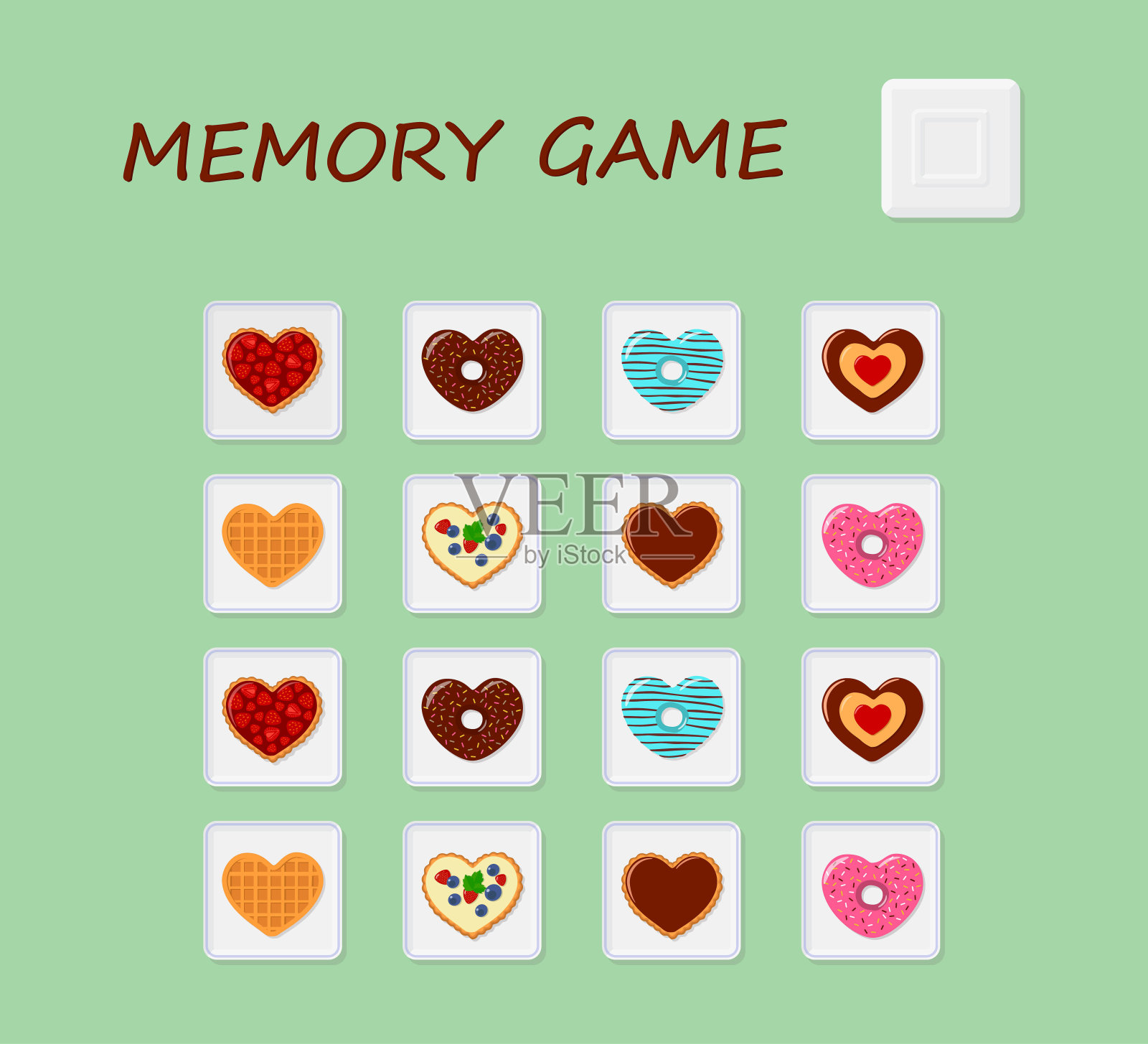 记忆游戏。为儿童和成人开发拼图。平的卡通风格插画图片素材