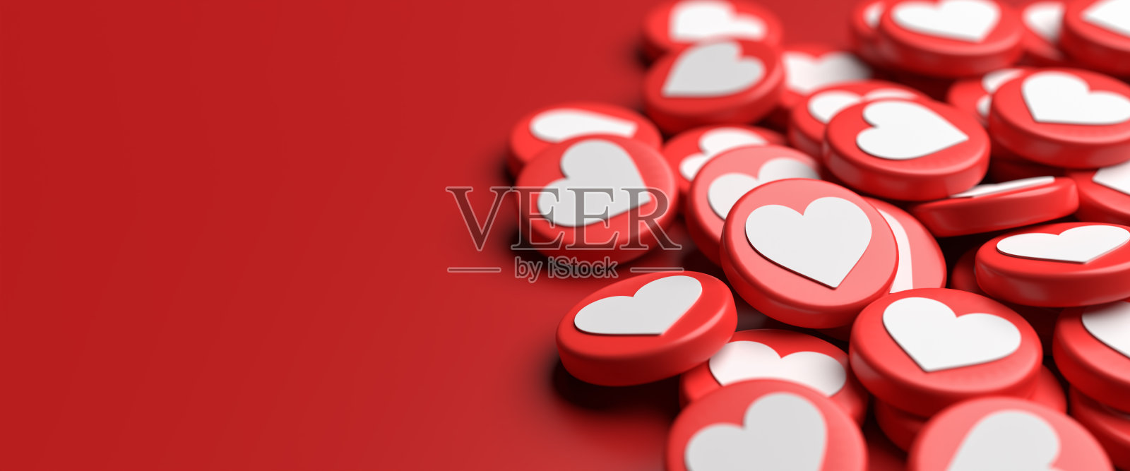 红色爱心点赞按钮社交媒体banner照片摄影图片