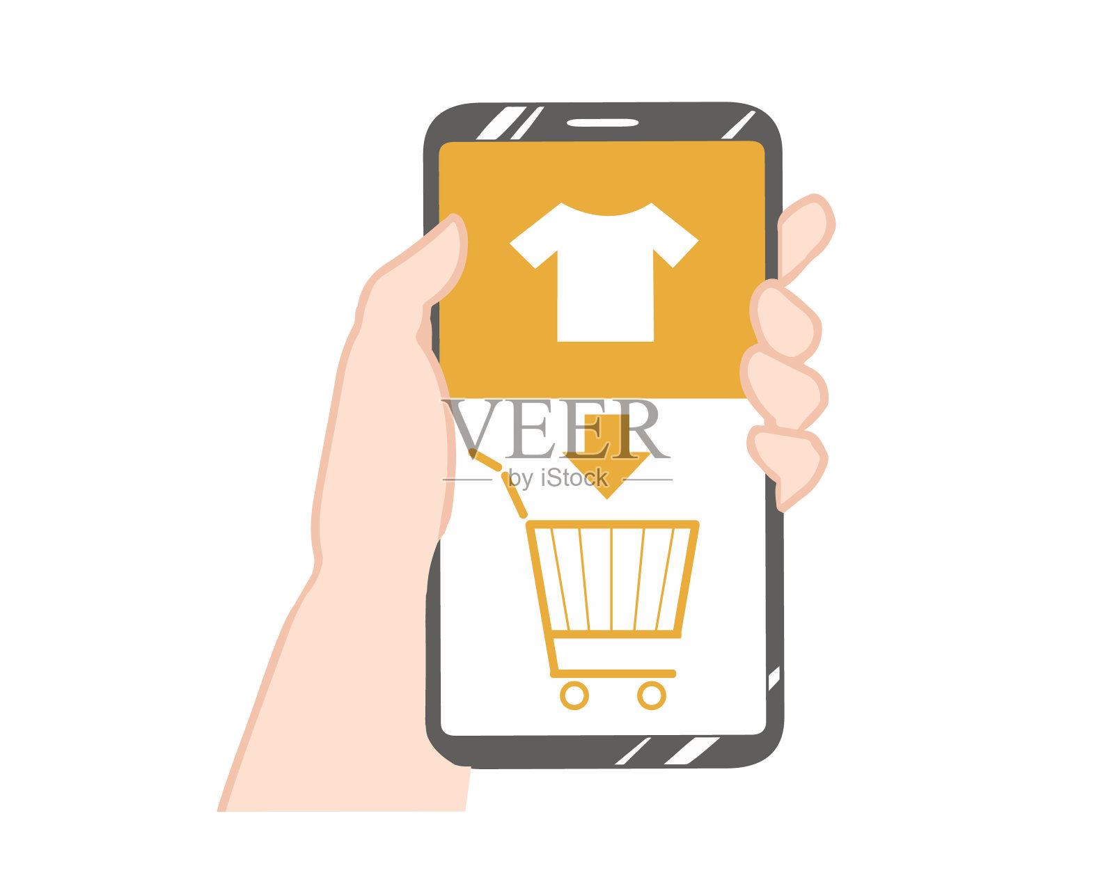 智能手机网上购物没有线插画图片素材