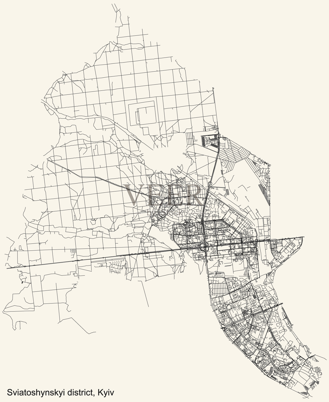 乌克兰基辅Sviatoshynskyi区街道道路图插画图片素材