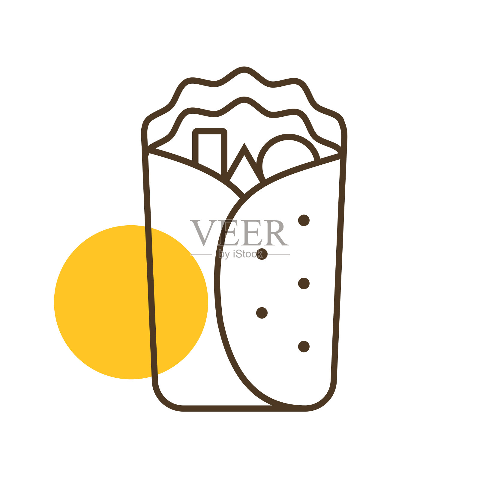 卷饼包装矢量图标。快餐的迹象插画图片素材