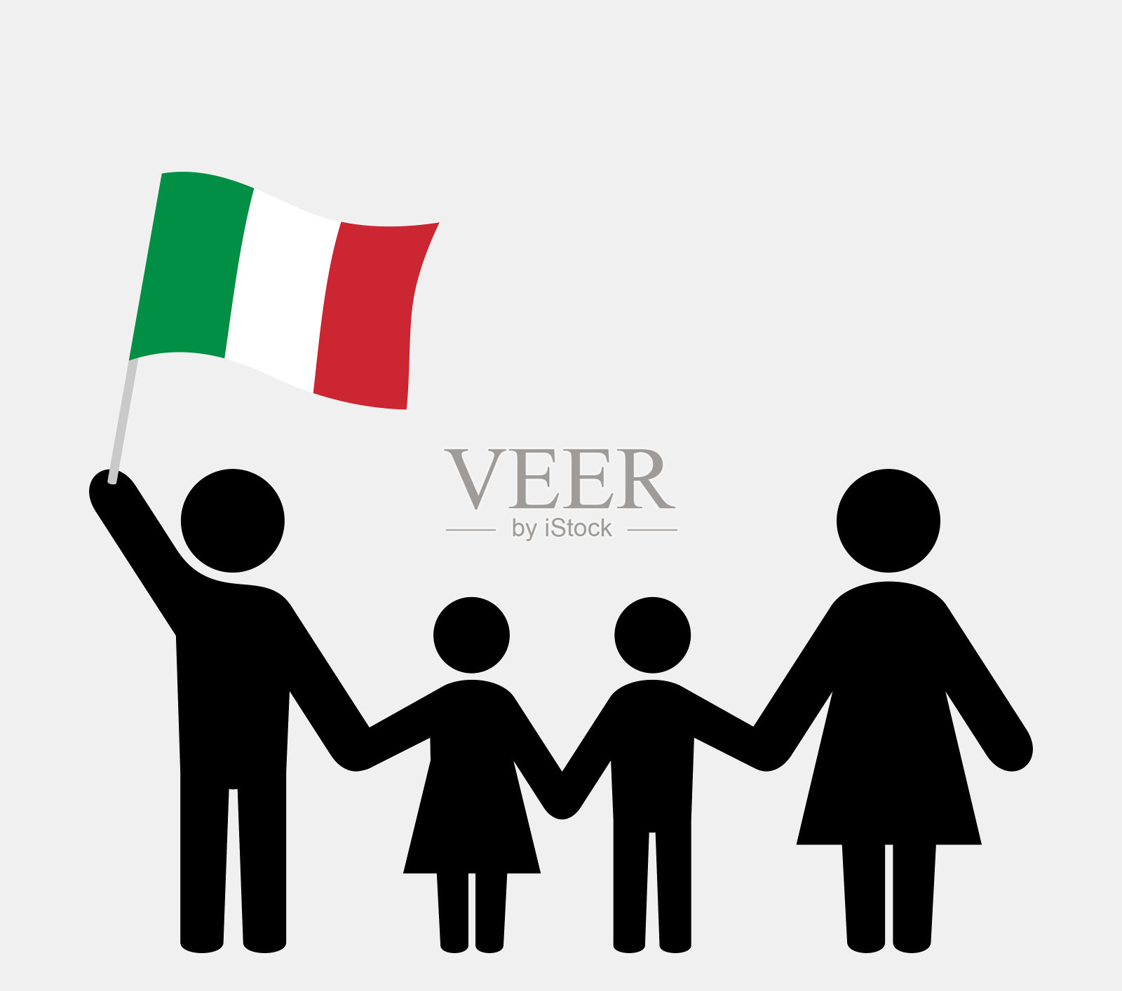 意大利国旗的家庭标志插画图片素材