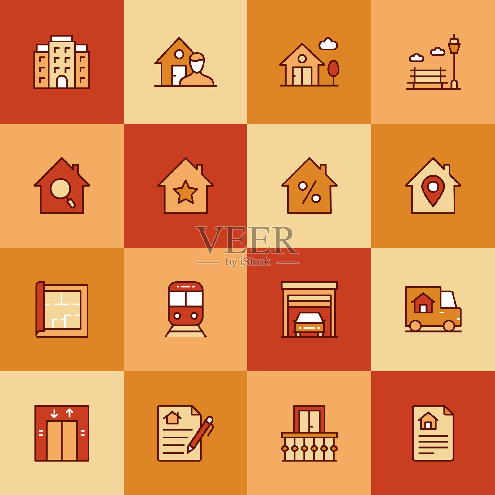 房地产的图标插画图片素材