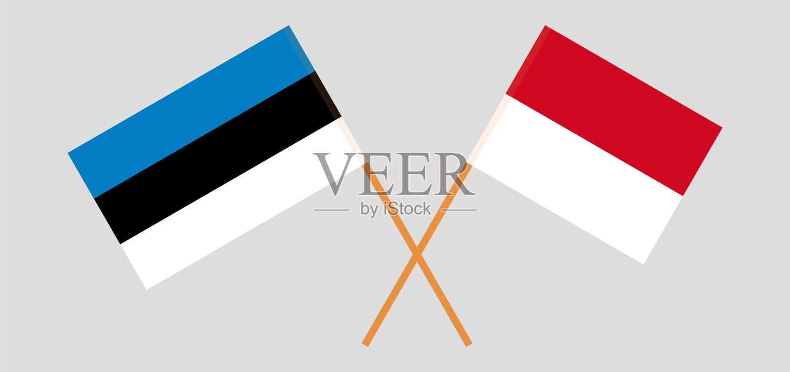 爱沙尼亚和摩纳哥的交叉旗帜插画图片素材