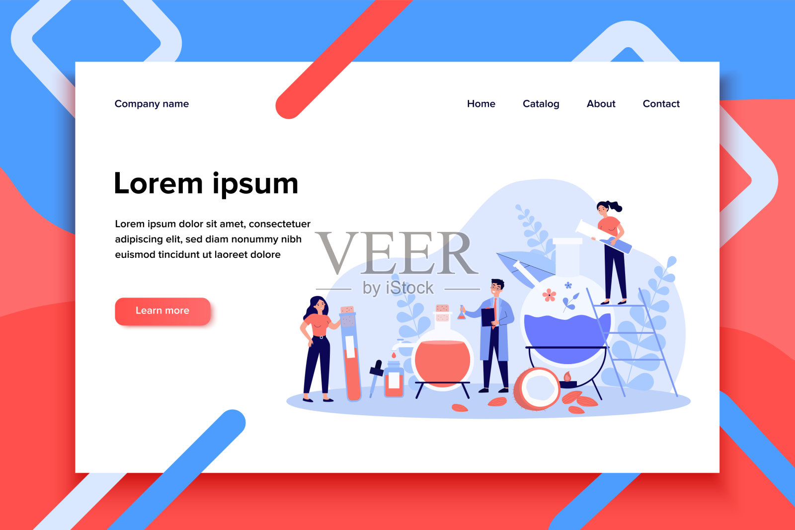 快乐的人们在瓶子里混合草药来提炼精油插画图片素材