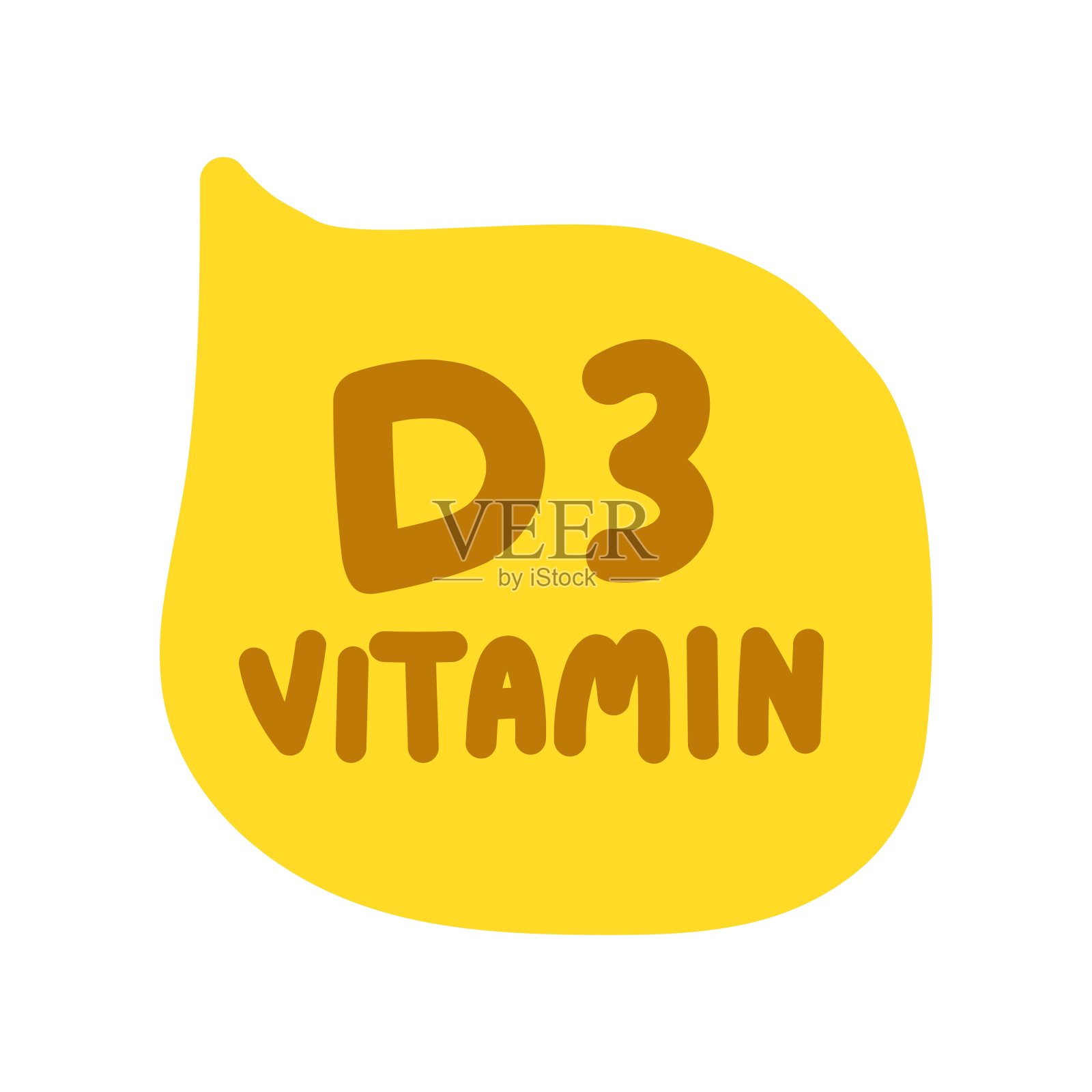 维生素D3。黄色的讲话泡沫。插画图片素材