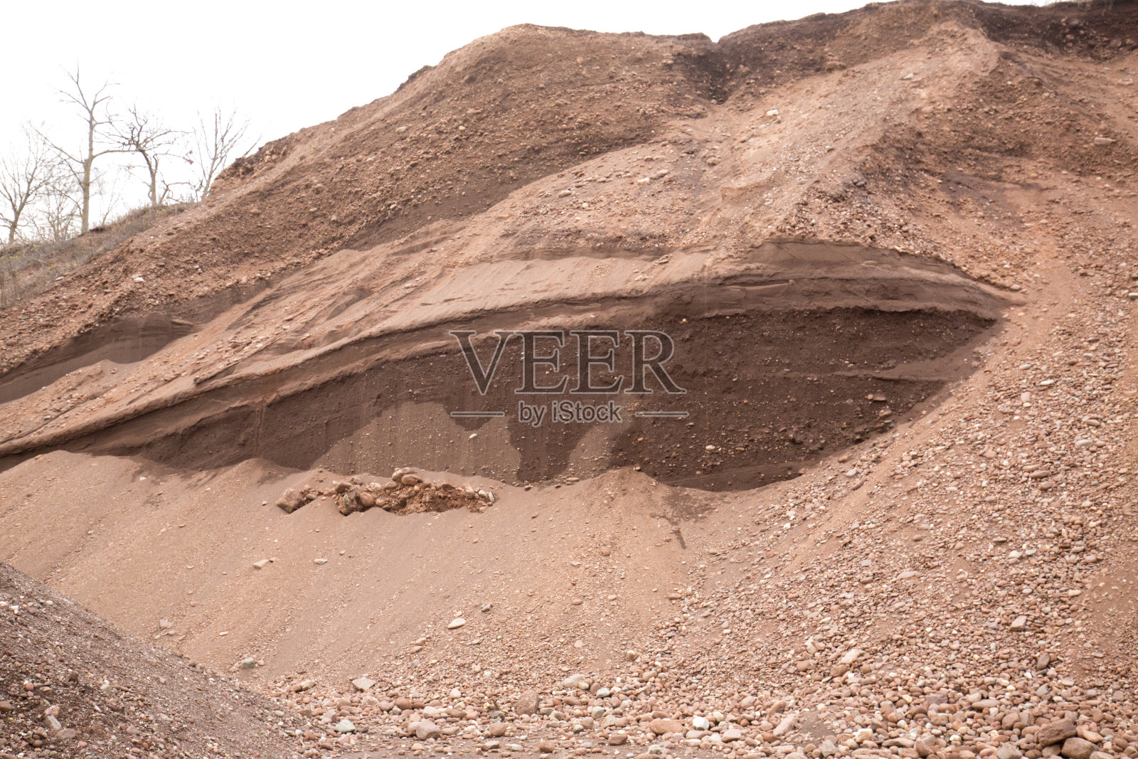 康涅狄格格拉斯顿伯里希区柯克湖大坝的冰碛沉积物。照片摄影图片
