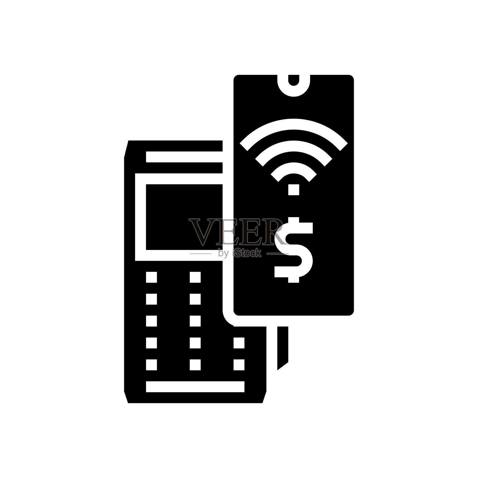 智能手机非接触式支付pos终端图形图标矢量插图图标素材