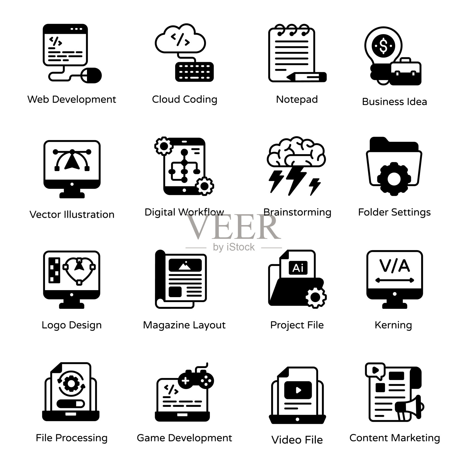 编码和设计字形图标包图标素材