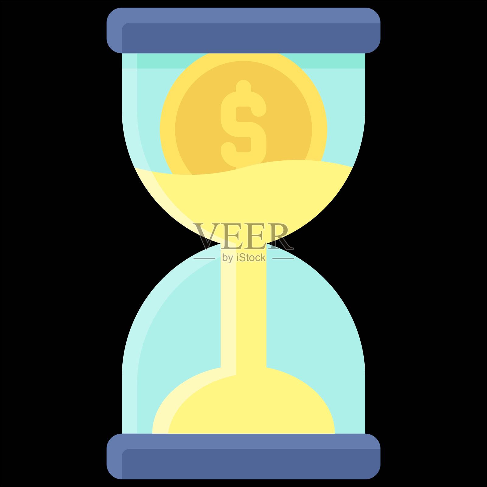 硬币沙漏图标,破产相关向量图标素材