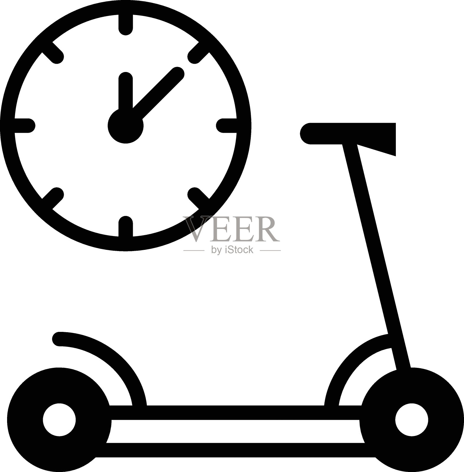 电动滑板车租赁概念矢量字形图标设计,白色背景上的绿色交通符号,生态电动滑板车标识,移动应用程序ui元素插画图片素材