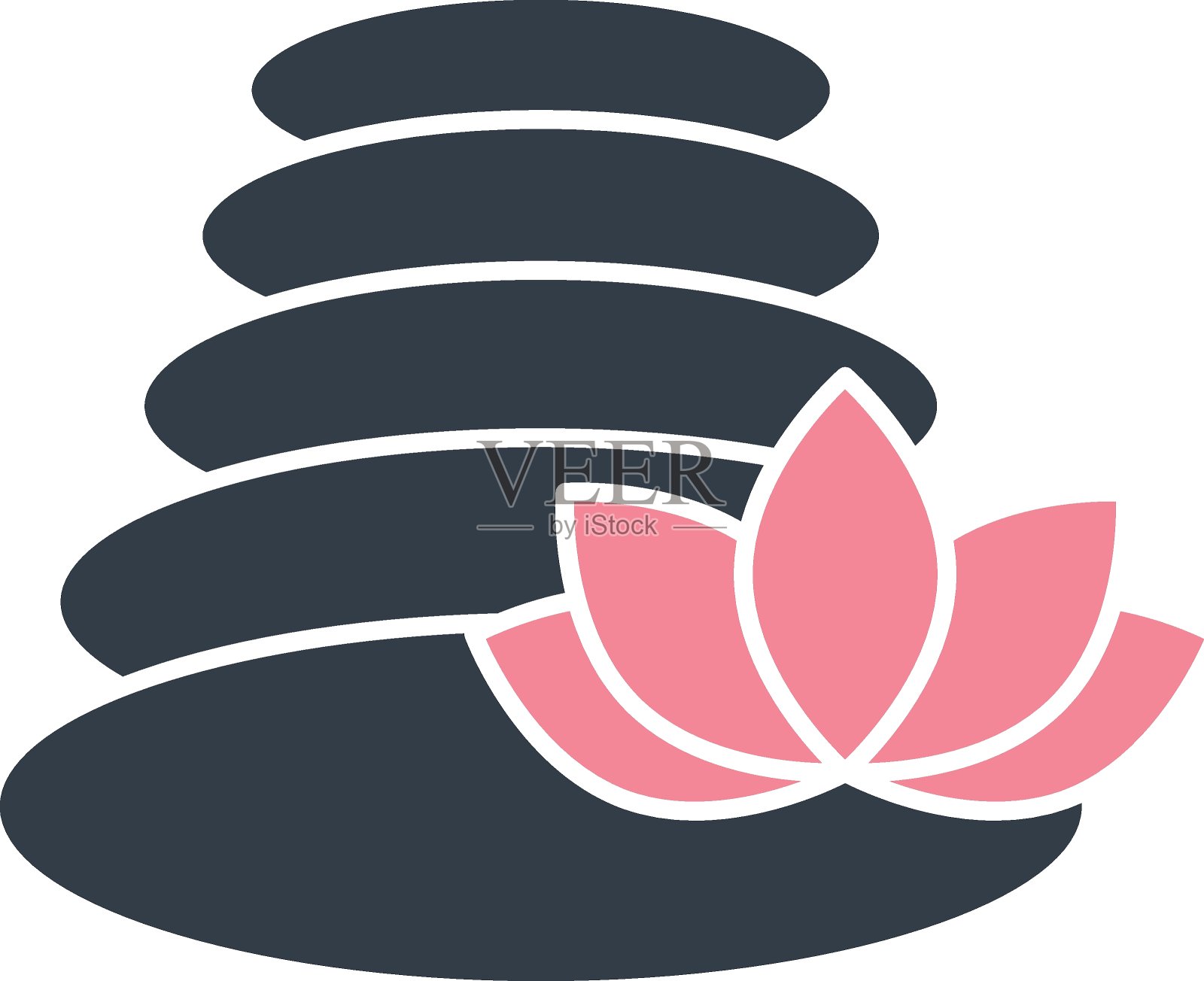 禅宗石概念,绿叶向量按摩院图标设计,时尚配饰和魅力符号的白色背景插画图片素材