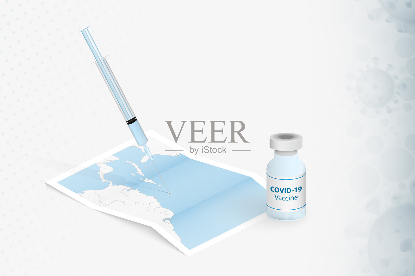 多米尼加疫苗接种、COVID-19疫苗注射——《多米尼加地图》。插画图片素材