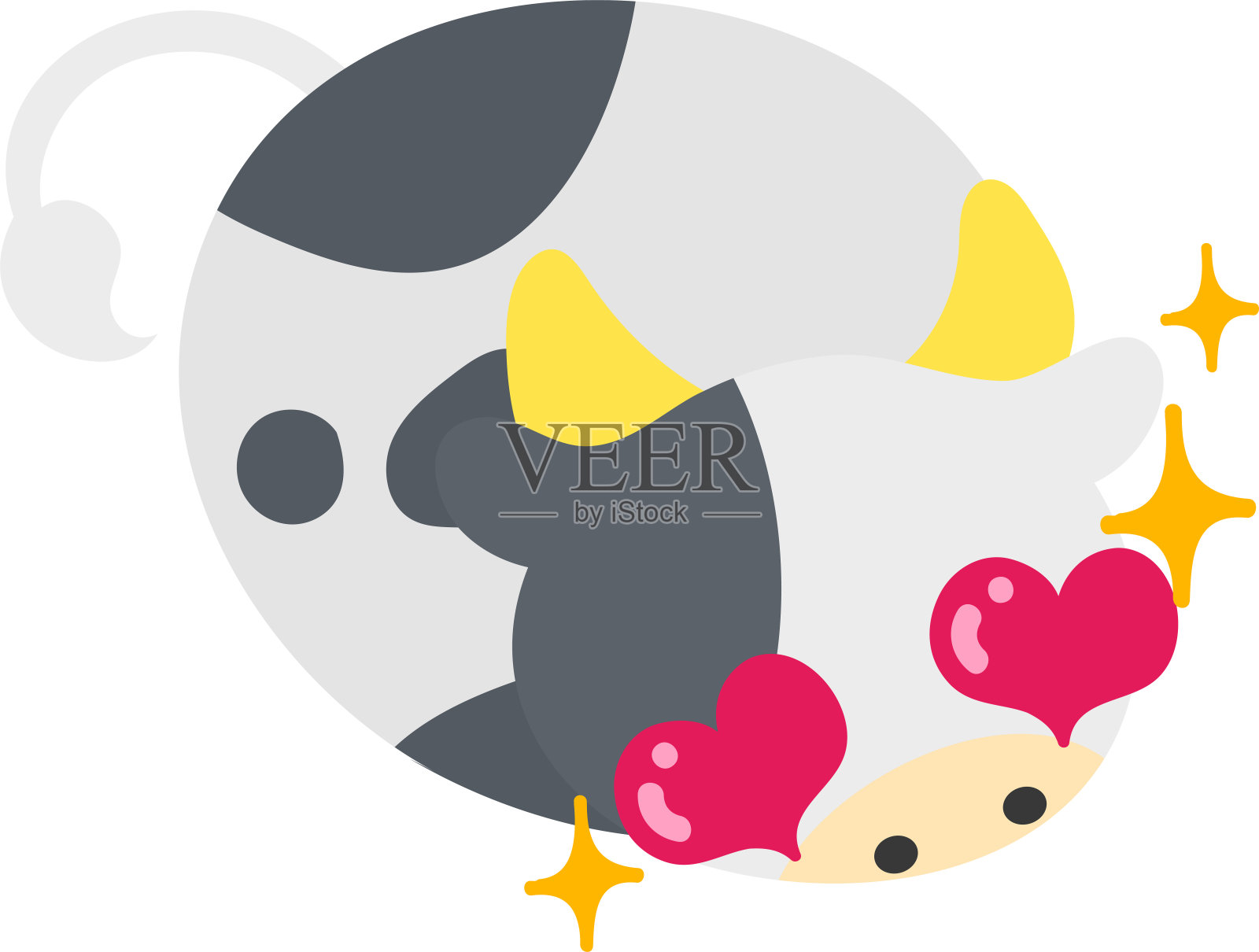 圆形奶牛的插图像一个填充动物插画图片素材