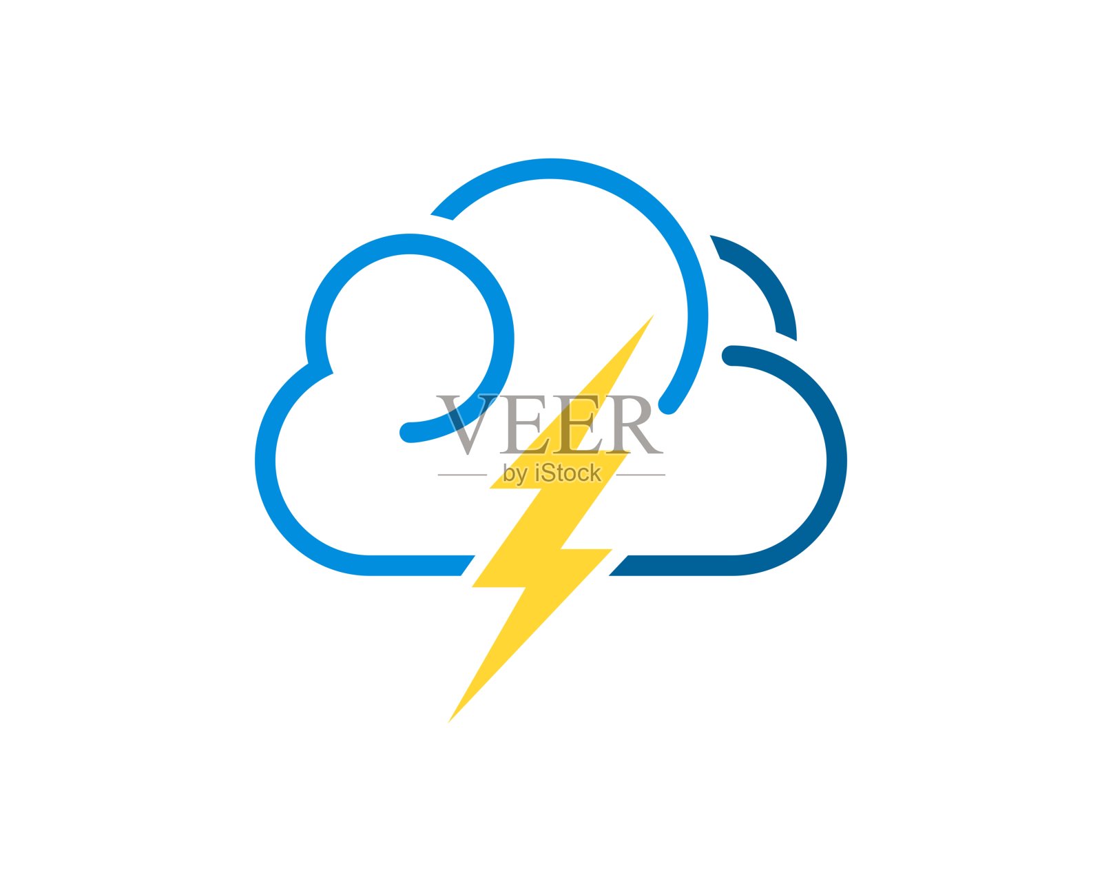 简单的云里面有闪电插画图片素材