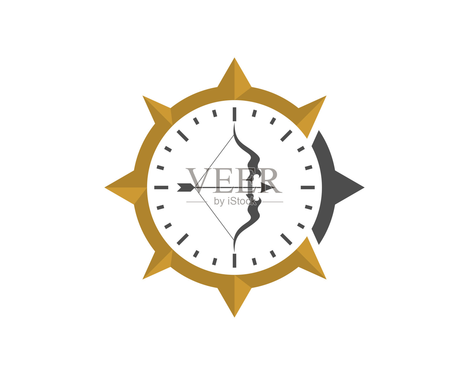 弓和箭头内的指南针标志插画图片素材