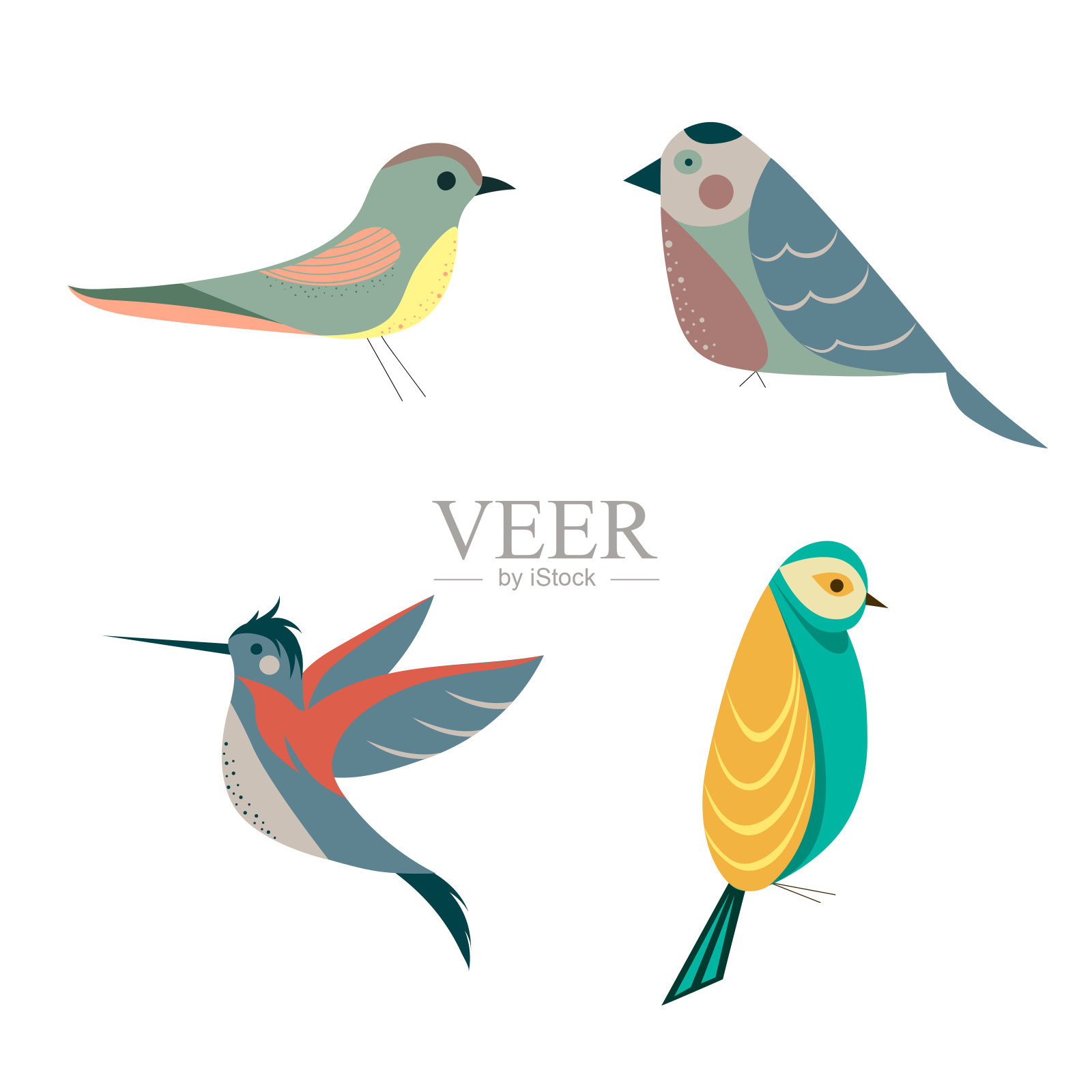 和可爱的小鸟一起。小鸟。矢量插图。设计元素图片