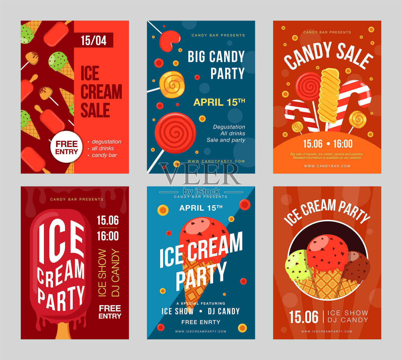 冰淇淋和糖果的销售传单插画图片素材