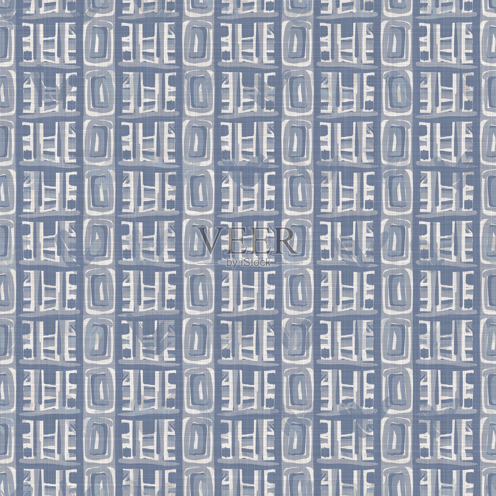 无缝法式蓝白农舍式方格布纹理。编织亚麻格子布图案背景。格子呢格子特写编织织物厨房毛巾材料。方格纤维野餐桌布插画图片素材