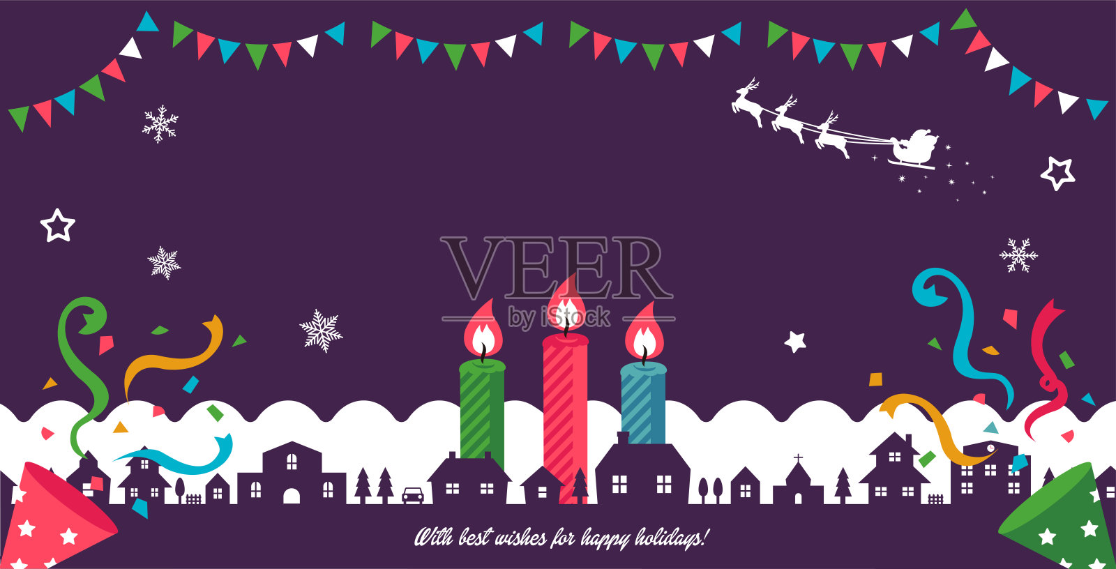 “圣诞快乐!”矢量横幅插图(无文字)插画图片素材