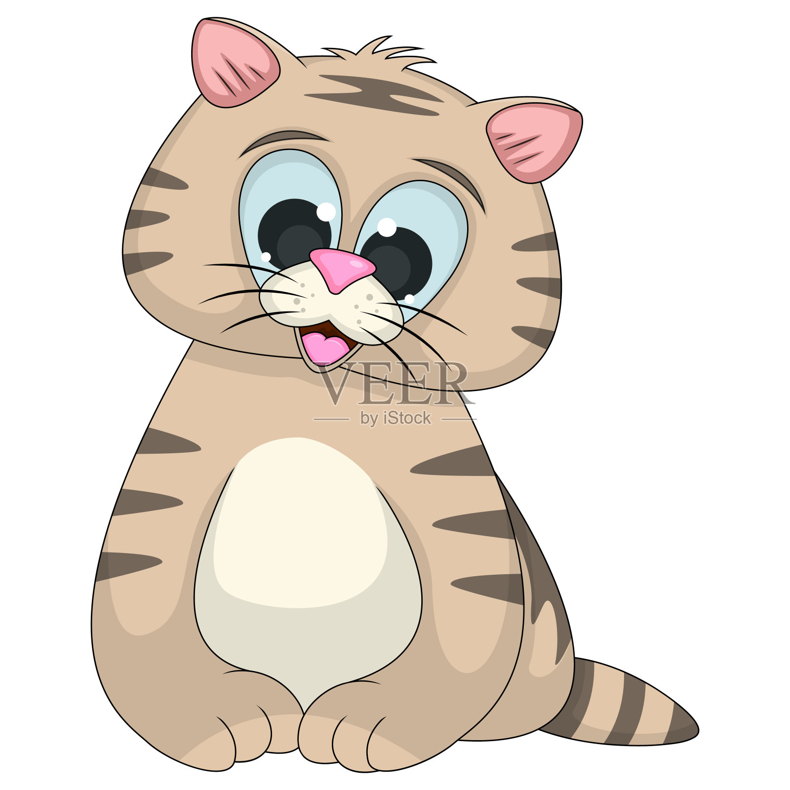 可爱的猫和有趣的卡通矢量插图插画图片素材