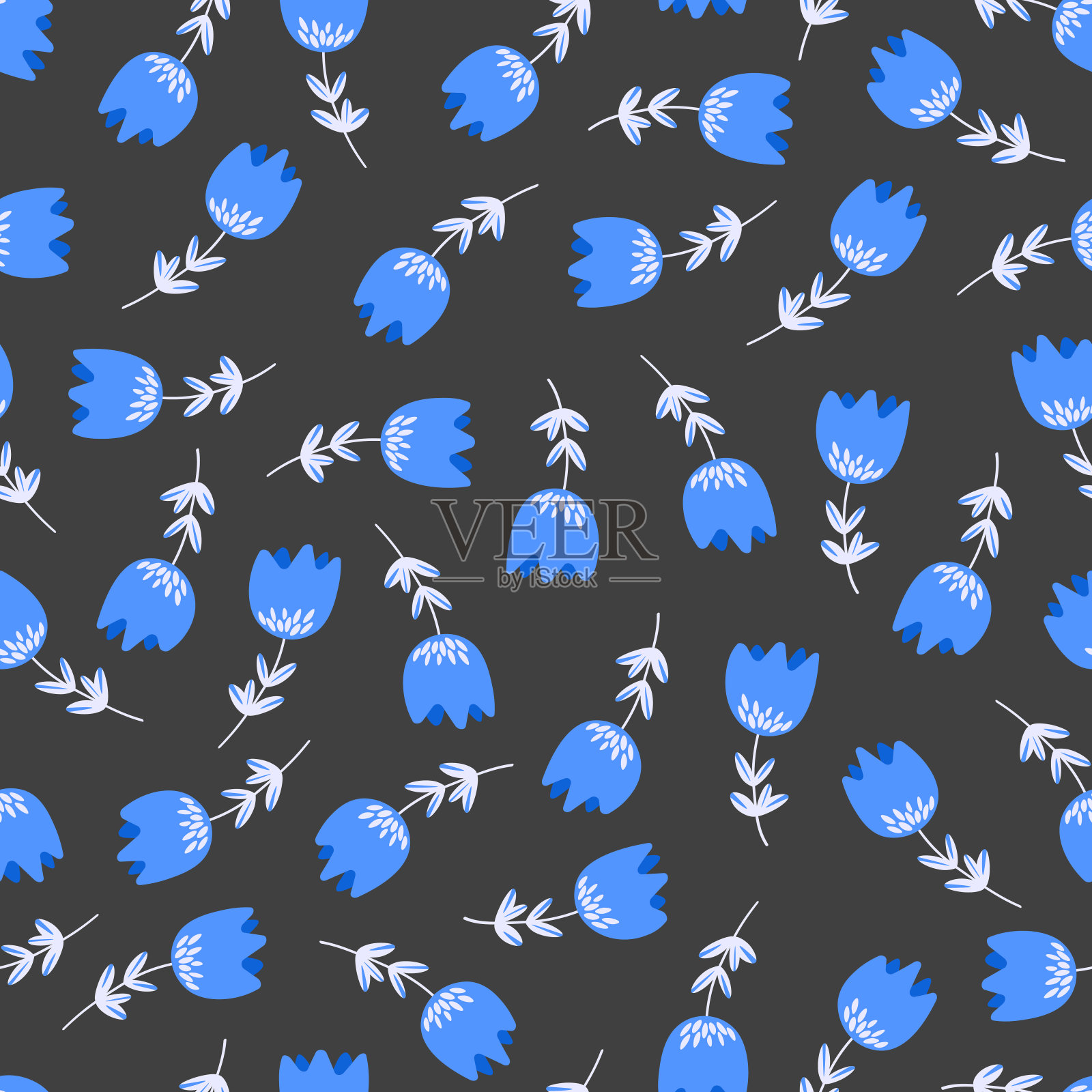 基于传统民间艺术饰品的无缝花卉图案。彩色背景上的彩色花朵。北欧风格。瑞典北欧风格。矢量插图。带有自然元素的简约图案插画图片素材