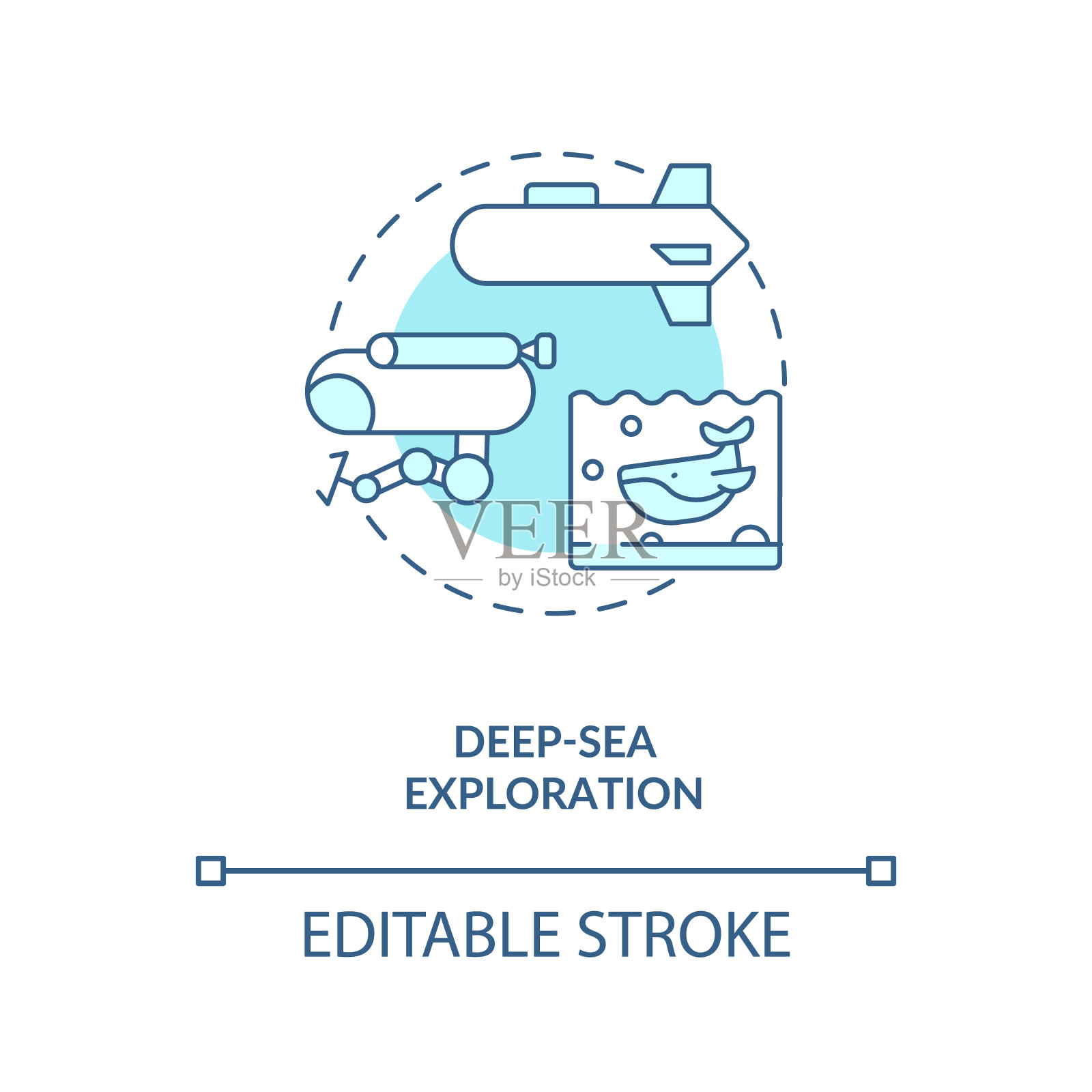深海勘探概念图标插画图片素材