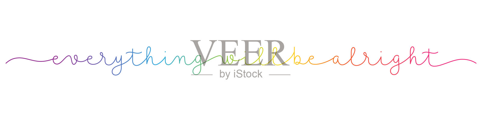 一切都会好起来的彩色单线书法横幅插画图片素材