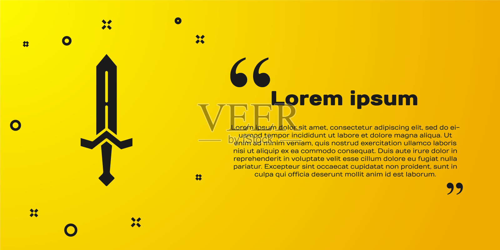 黑色中世纪剑图标孤立在黄色背景上。中世纪的武器。向量插画图片素材