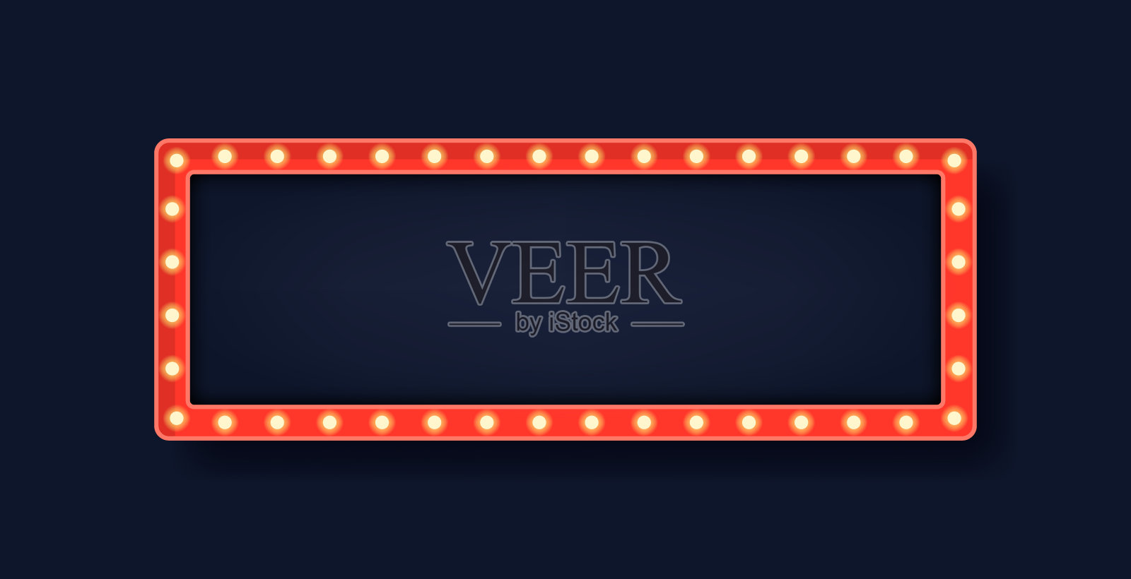 灯箱广告牌与空透明背景。复古的长方形灯架,有广告、促销、文字空间。矢量图插画图片素材