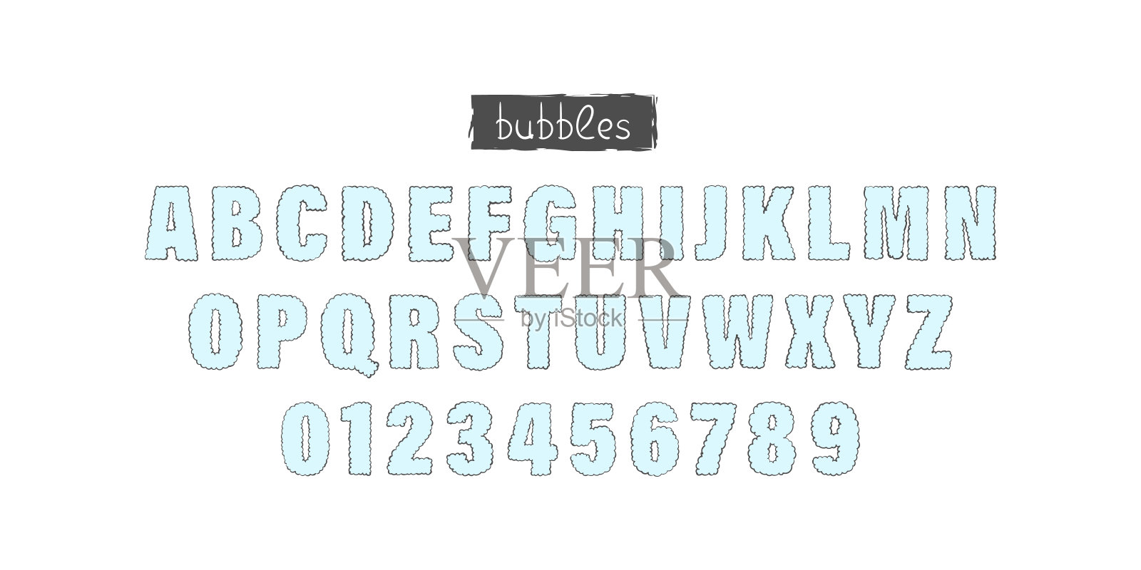 时尚现代的字母表。时髦的字体,泡泡风格。放置在层中的符号和符号。矢量图插画图片素材