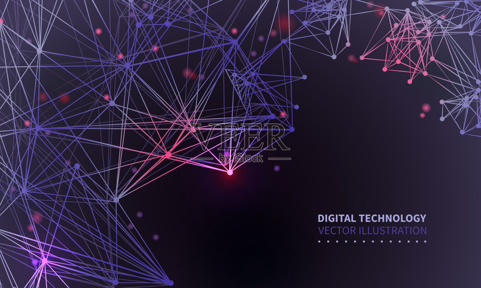 向量几何抽象背景与连接的线和点。神经网络。插画图片素材