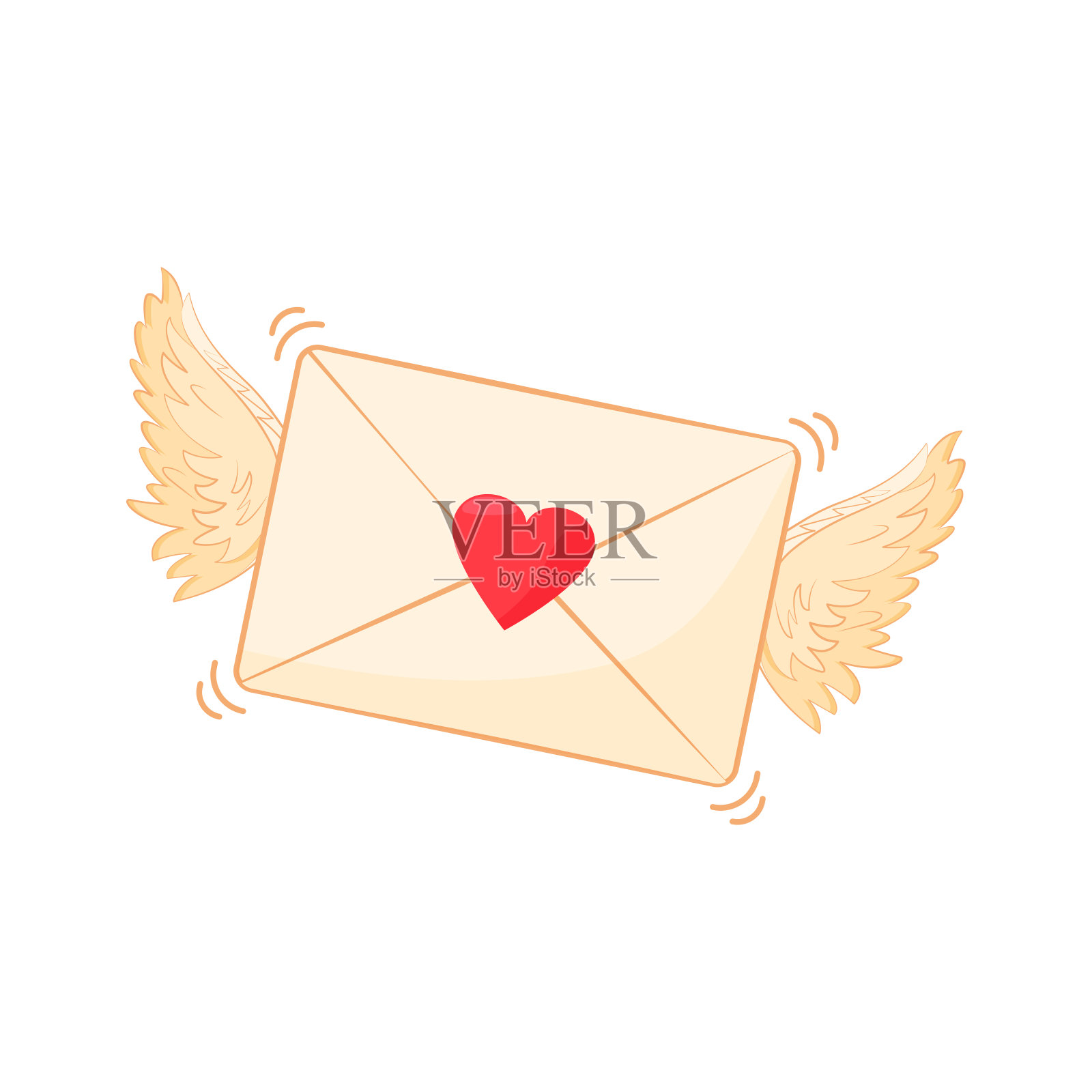 情人节矢量图标。心,翼天使,情书。假日插图插画图片素材