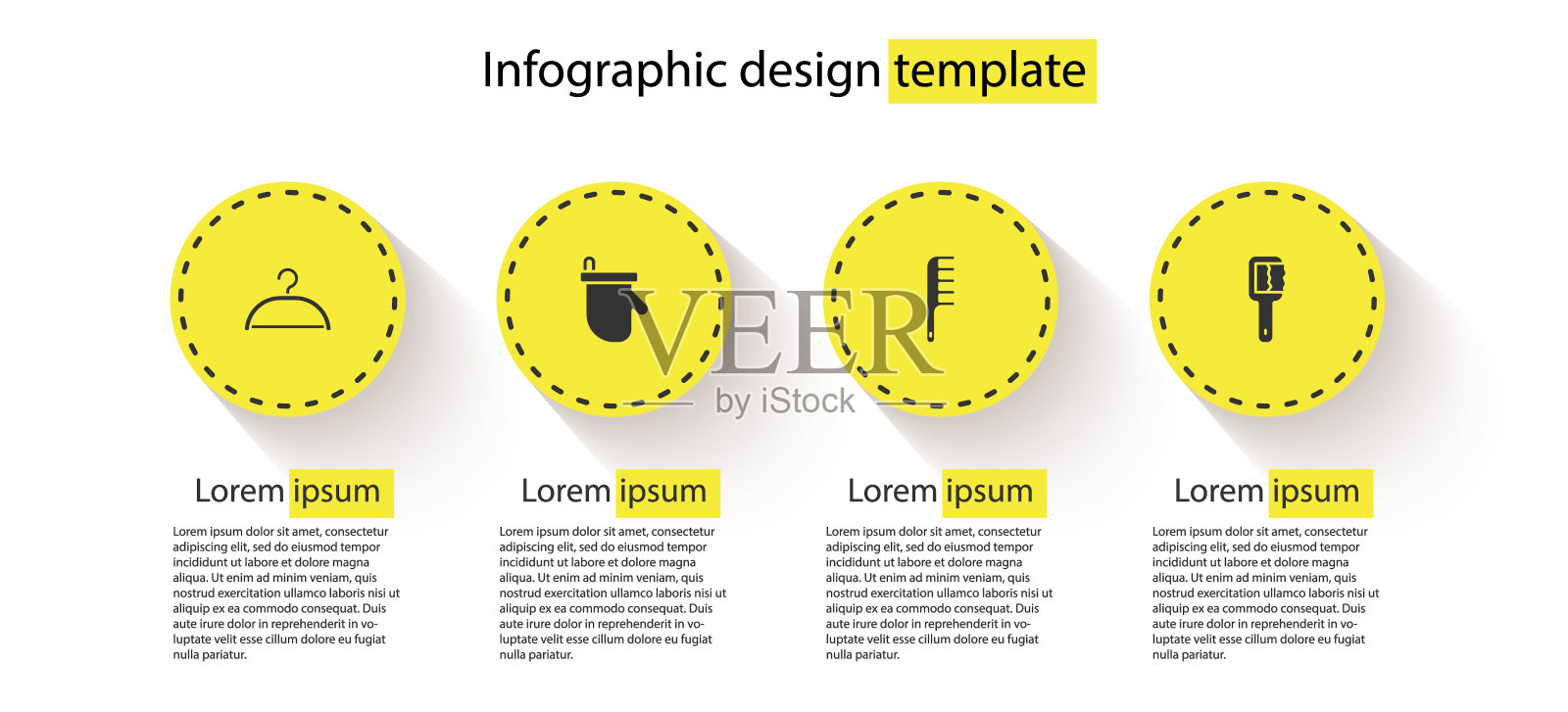 设置衣架衣柜,桑拿手套,梳子和。业务信息模板。向量设计模板素材