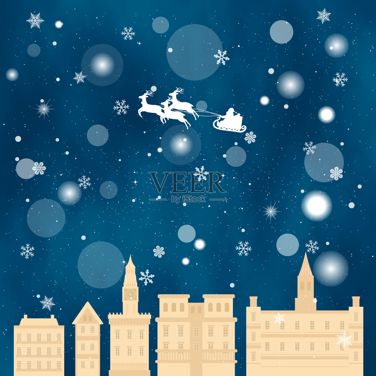 圣诞雪景插画插画图片素材