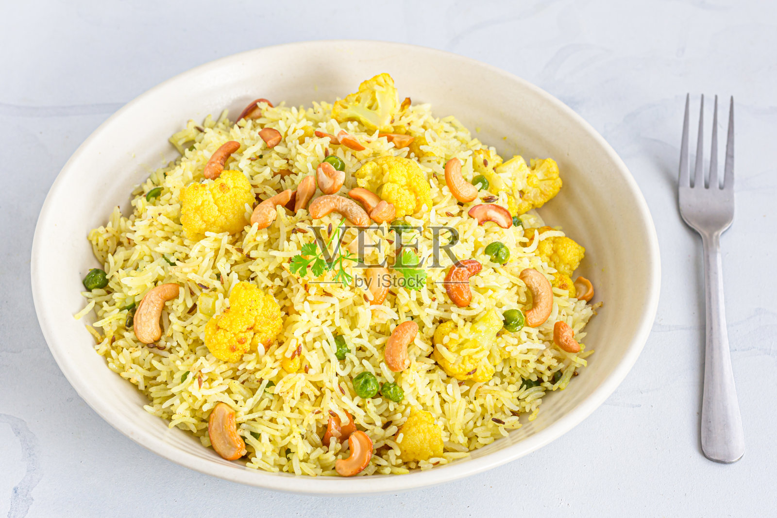 印度花椰菜炒饭照片摄影图片