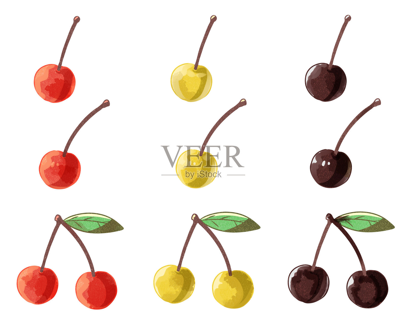 樱桃水彩styl设计元素图片