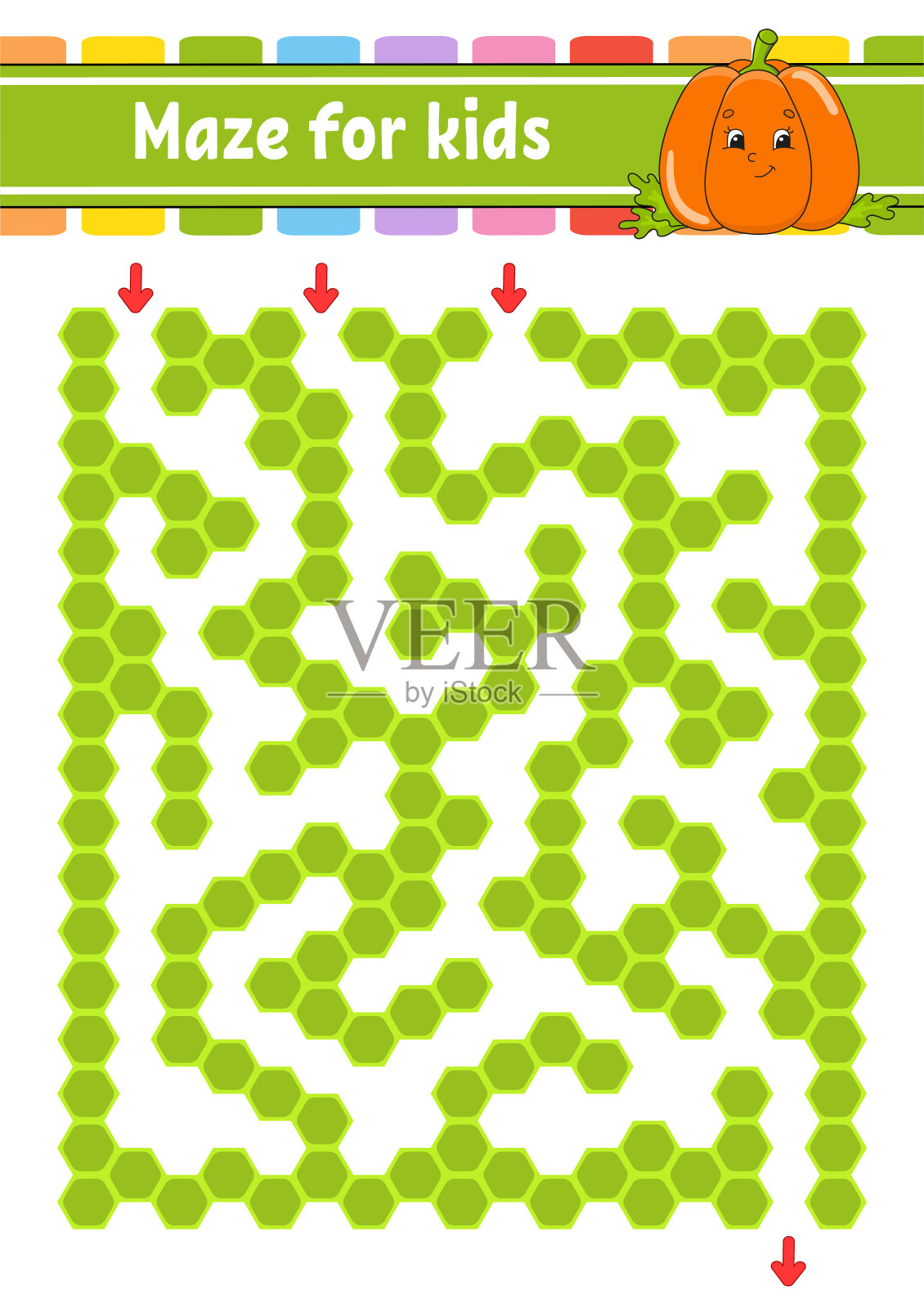 矩形颜色迷宫。游戏对孩子。有趣的迷宫。教育发展工作表。活动页面。对儿童拼图。卡通人物。逻辑难题。矢量插图。插画图片素材