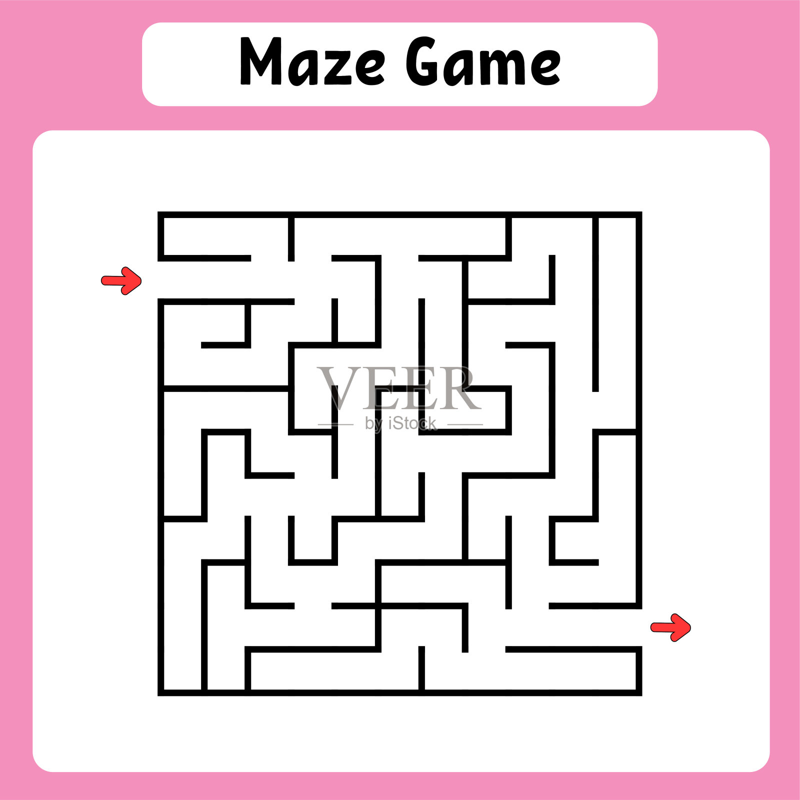 方形迷宫。游戏对孩子。对儿童拼图。迷宫难题。矢量插图。找到正确的道路。插画图片素材