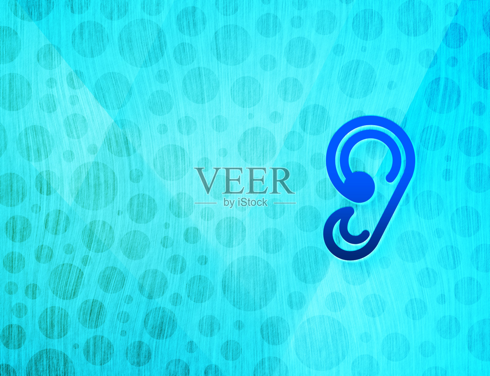 耳朵图标闪亮气泡抽象青蓝背景湿水纹理插图插画图片素材