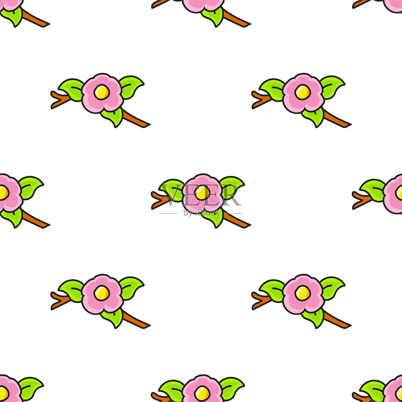 颜色无缝模式。卡通风格。明亮的设计。用于墙纸,海报,横幅。手绘。矢量插图孤立的白色背景。插画图片素材