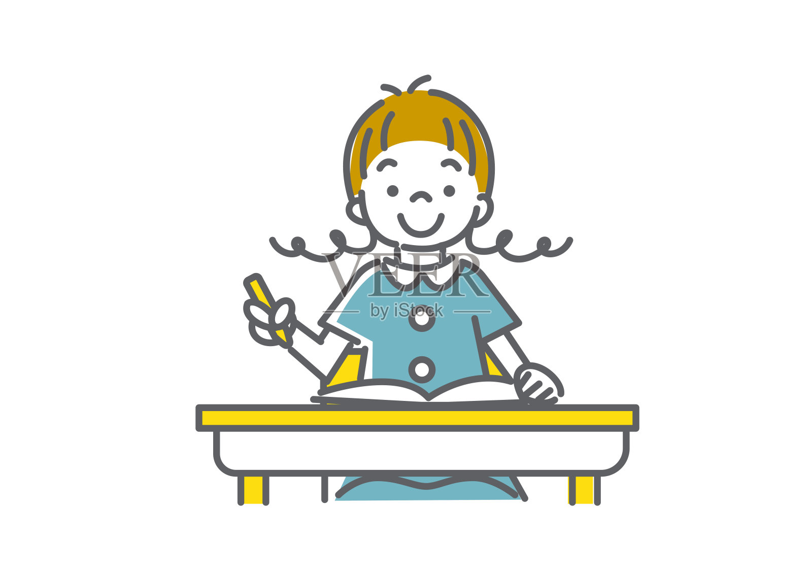 小学生,简单线条艺术插画插画图片素材