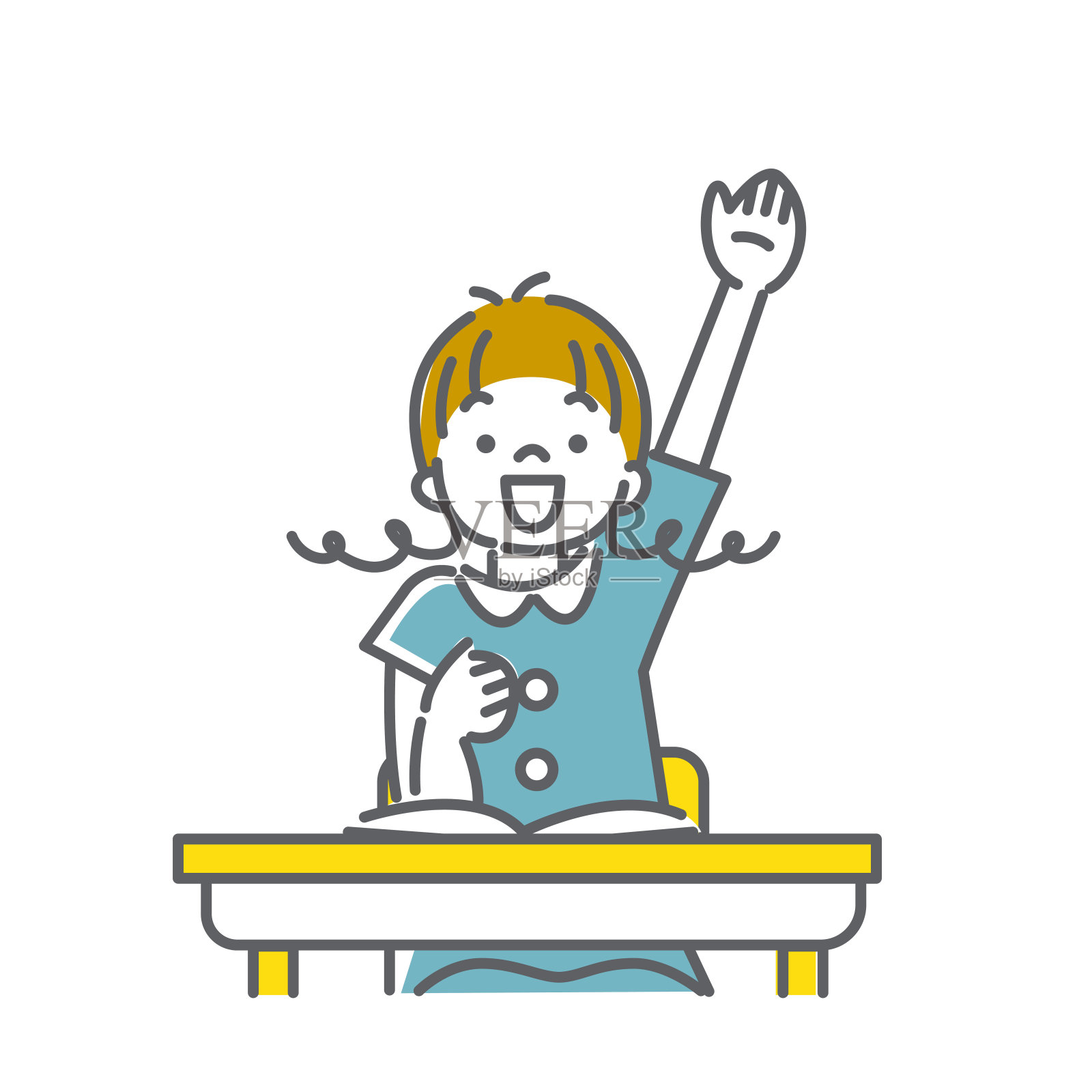 小学生,简单线条艺术插画插画图片素材