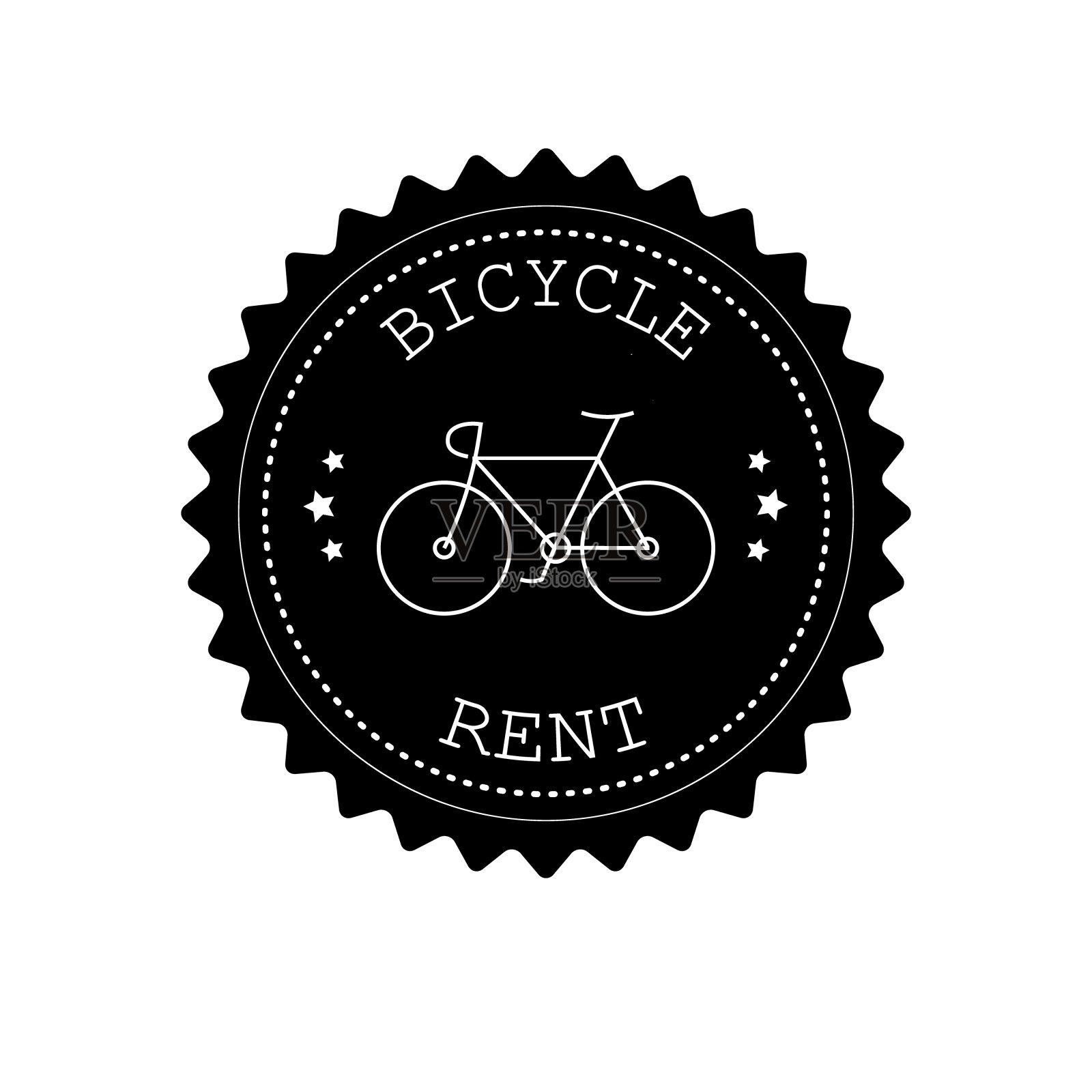 向量黑色平面复古圆形标志与自行车插画图片素材