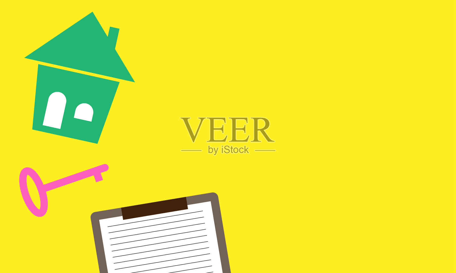 矢量家居概念,绿色住宅与复制空间插画图片素材